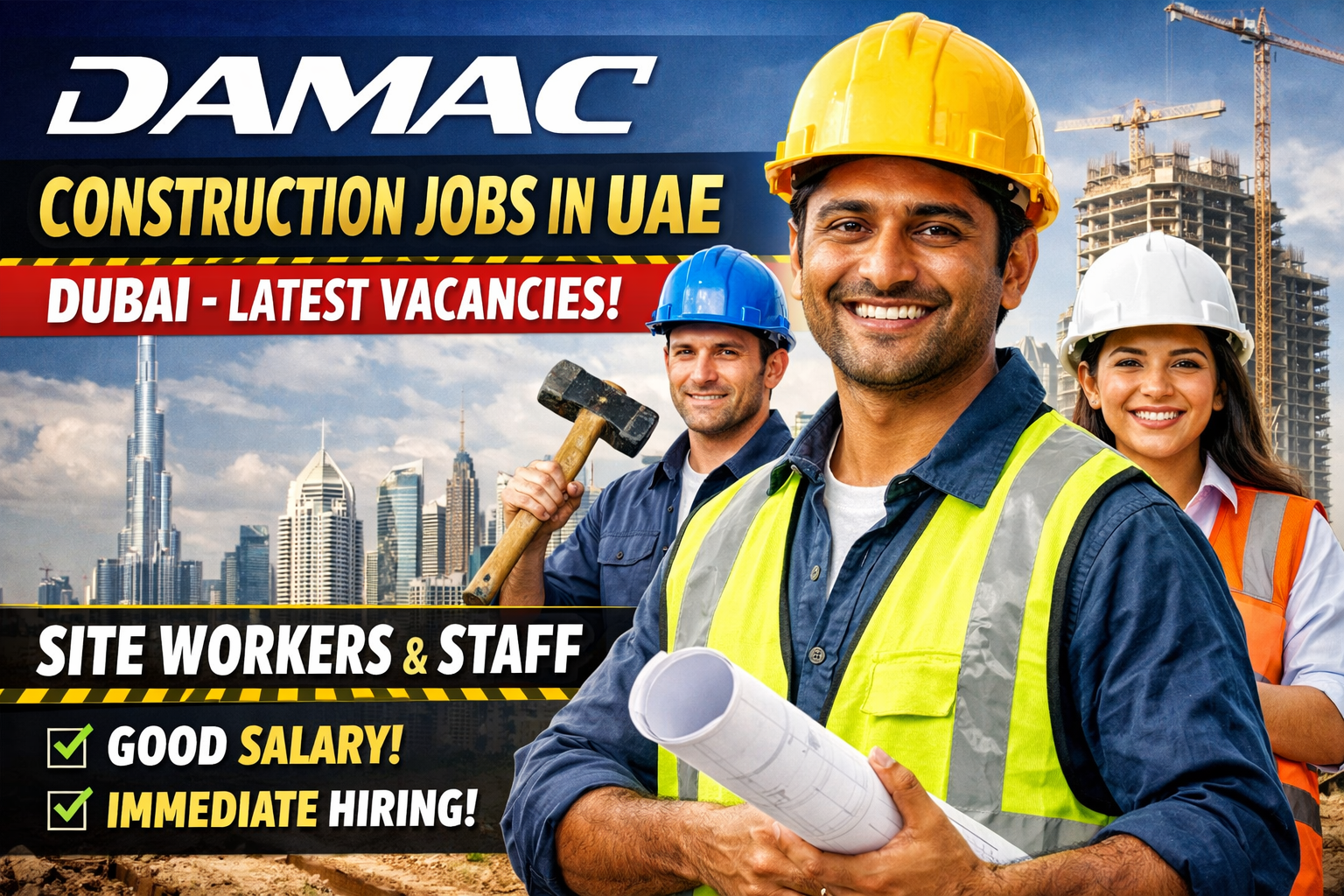 DAMAC Construction Jobs in UAE Dubai – Latest Vacancies for Site Workers & Staff