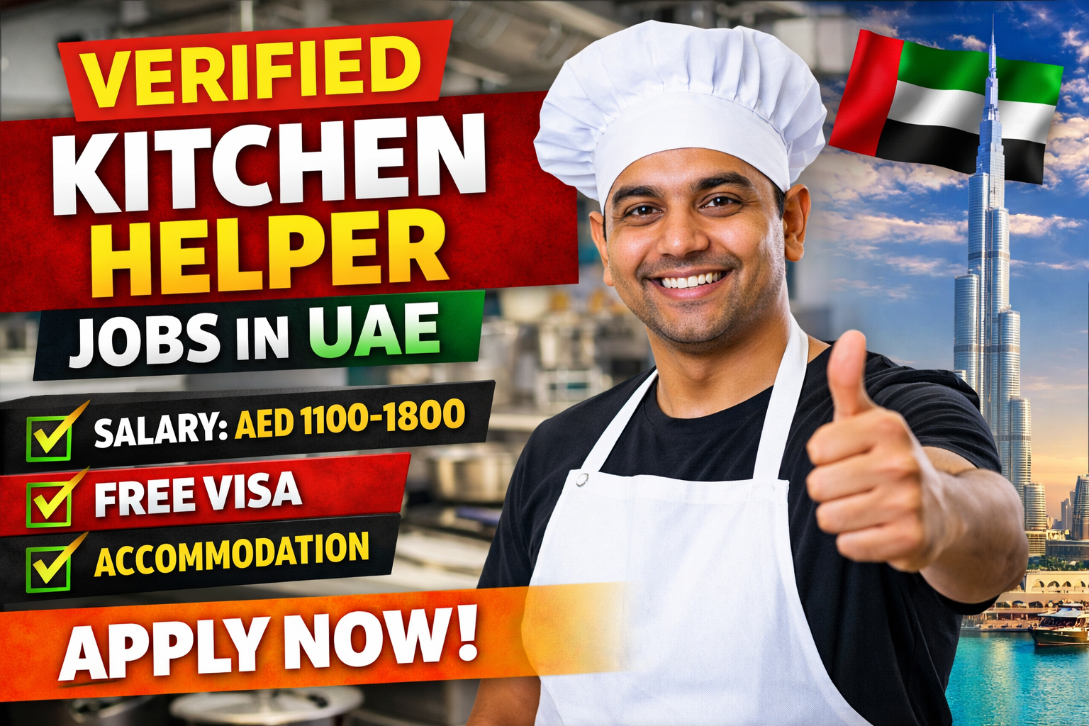 Verified Kitchen Helper Jobs in UAE –  Legal Openings for Freshers & Experienced Workers