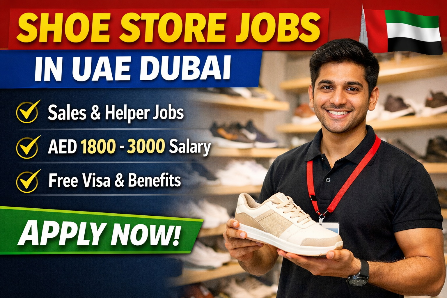 Shoe Store Jobs in UAE Dubai – Sales Staff, Helpers & Cashiers Hiring Now