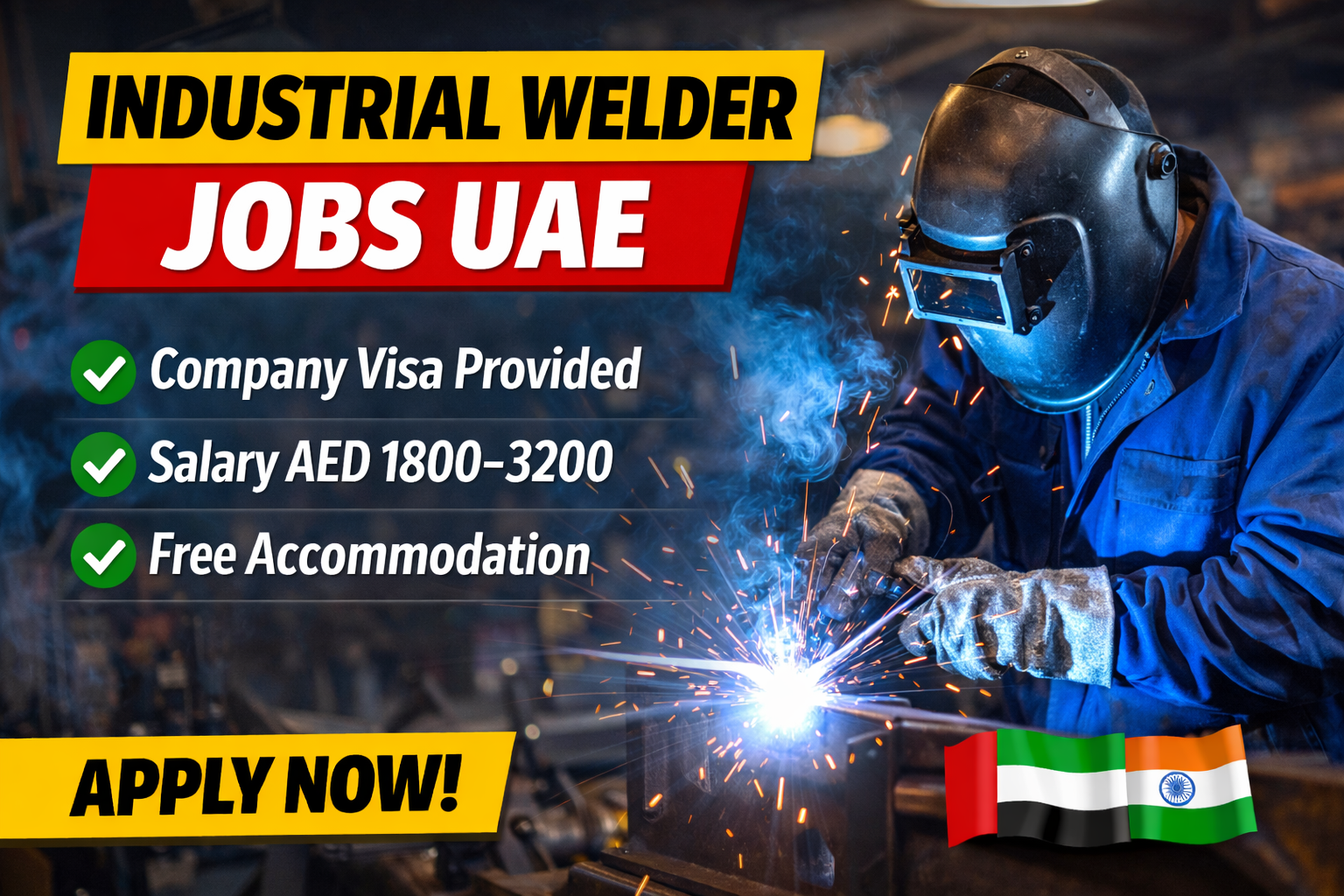 Industrial Welder Jobs in UAE for Freshers & Experienced Workers
