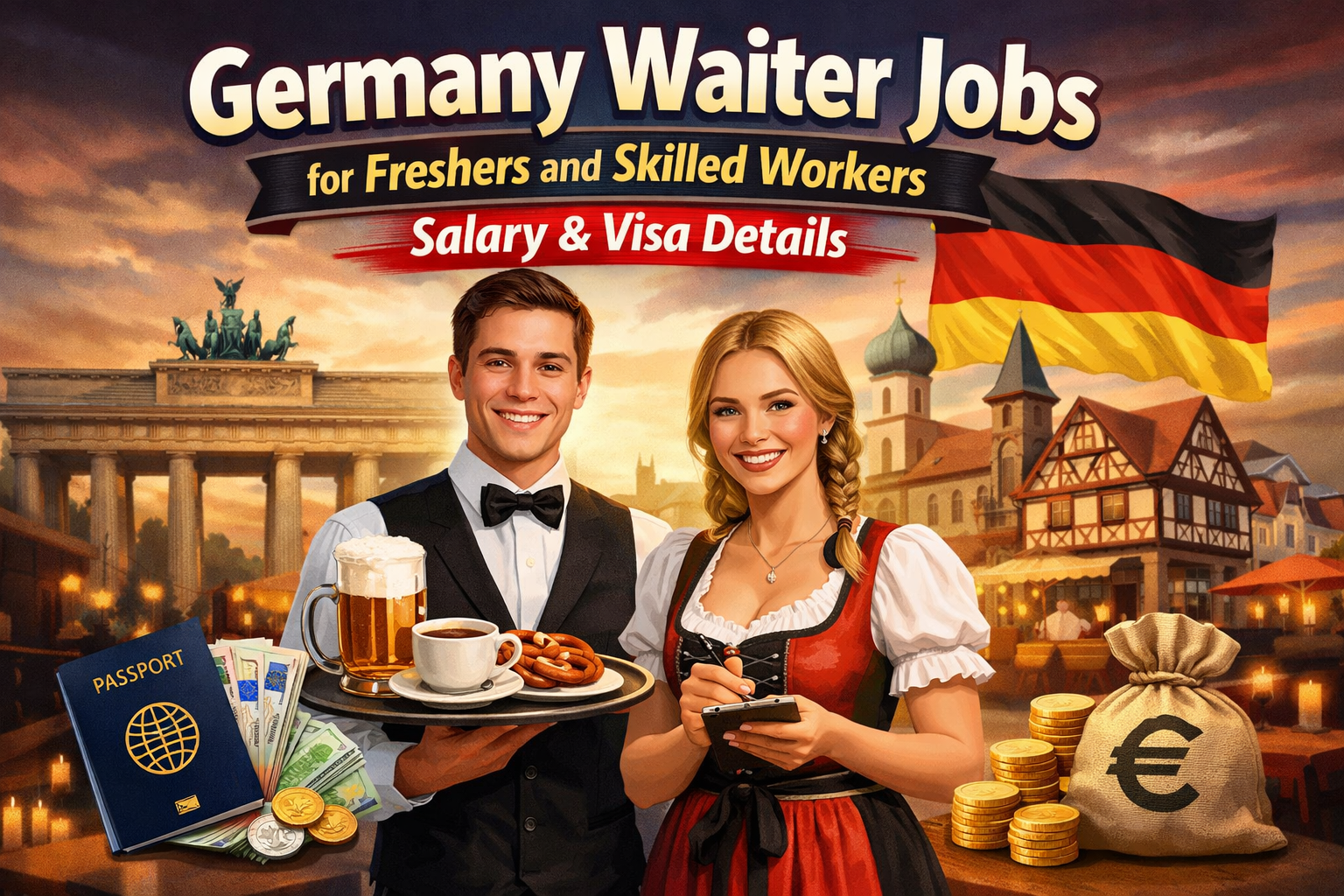 Germany Waiter Jobs for Freshers and Skilled Workers – Salary & Visa Details