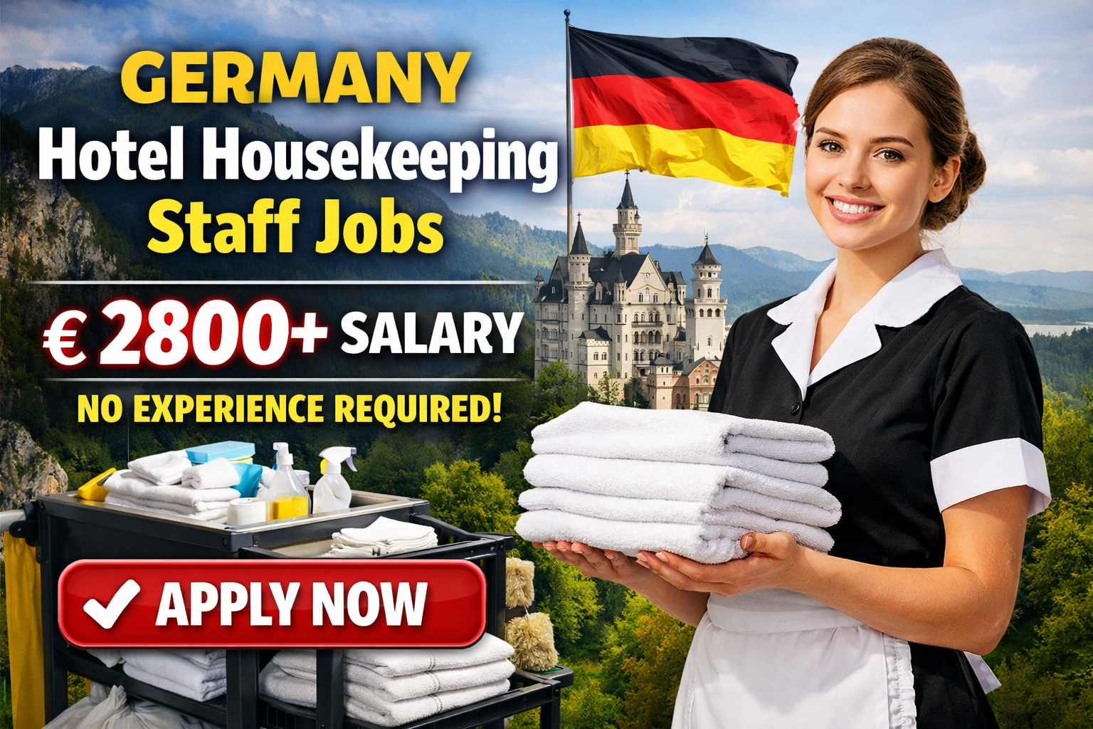 Germany Hotel Housekeeping Staff Jobs €2800+ Salary – No Experience Required | Apply Now