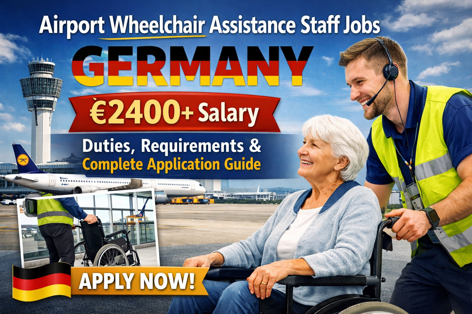Airport Wheelchair Assistance Staff Jobs Germany €2400+ Salary – Duties, Requirements & Complete Application Guide