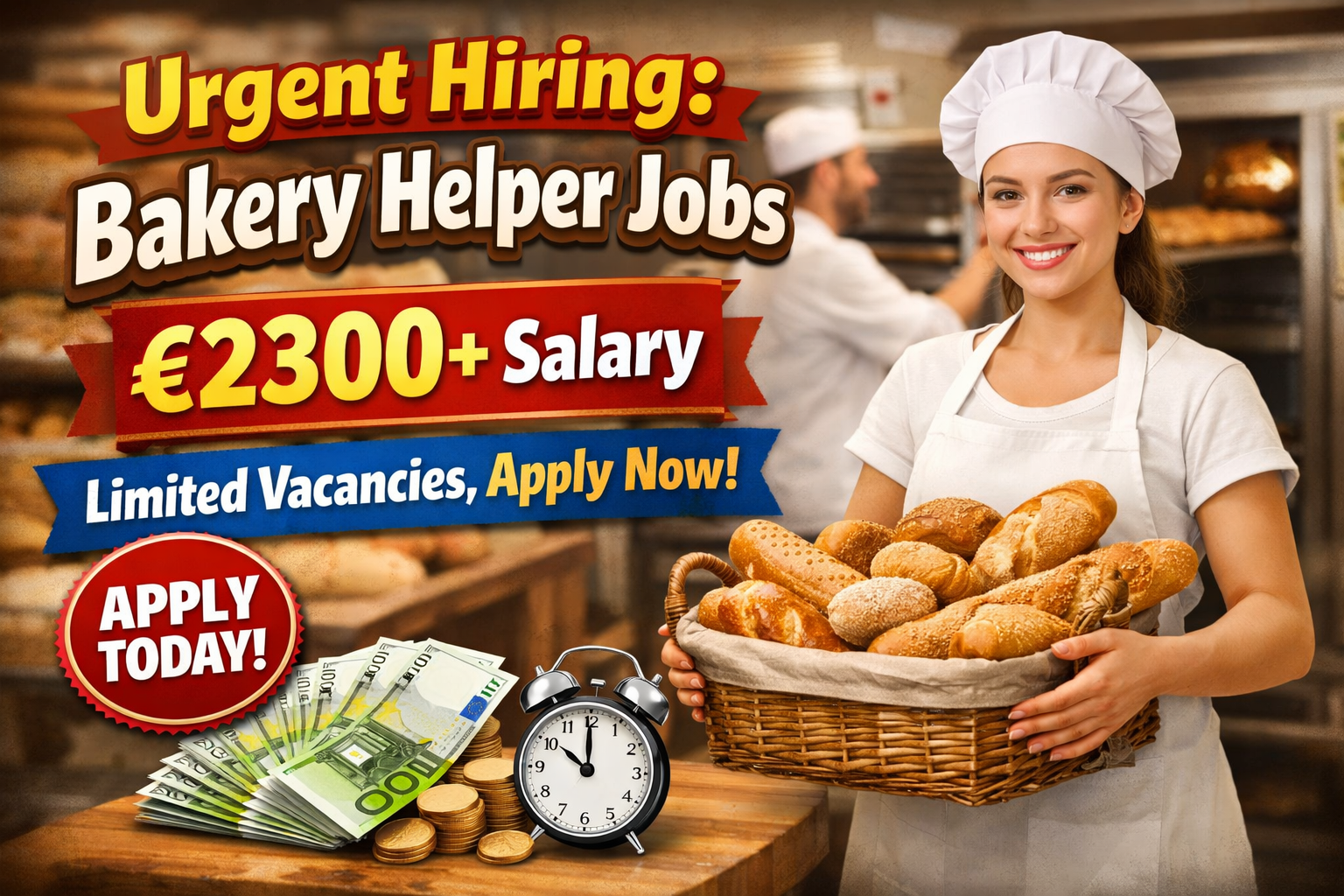 Urgent Hiring: Bakery Helper Jobs €2300+ Salary – Limited Vacancies, Apply Now