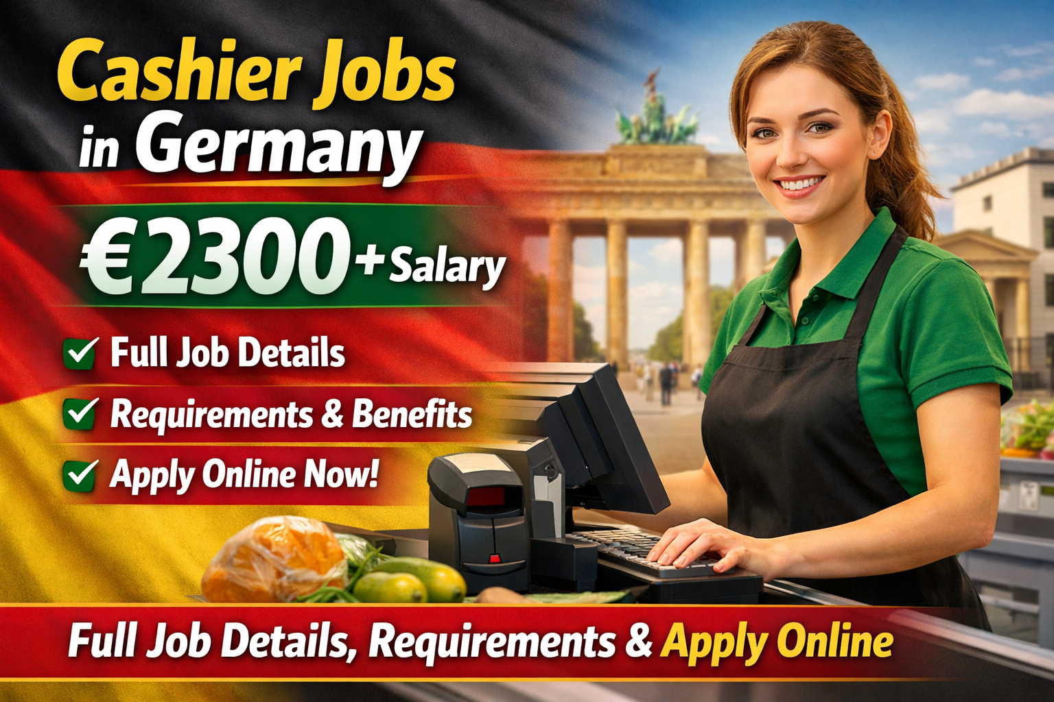 Cashier Jobs in Germany €2300+ Salary – Full Job Details, Requirements & Apply Online