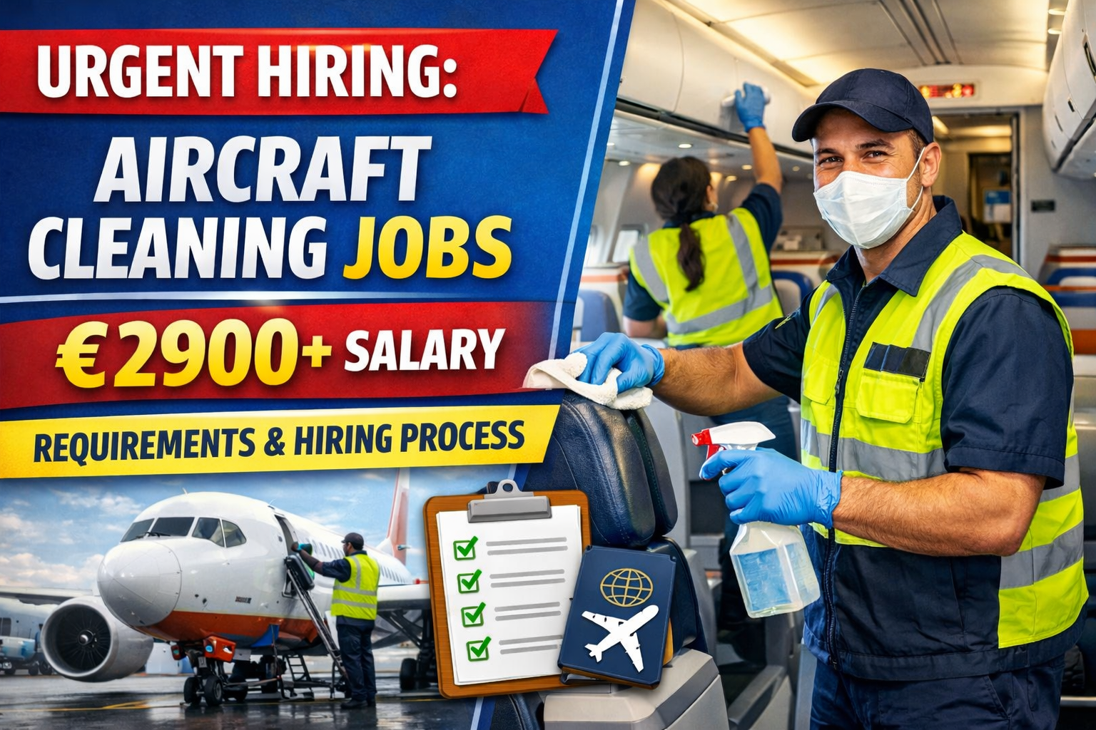 Urgent Hiring: Aircraft Cleaning Jobs €2900+ Salary – Requirements & Hiring Process