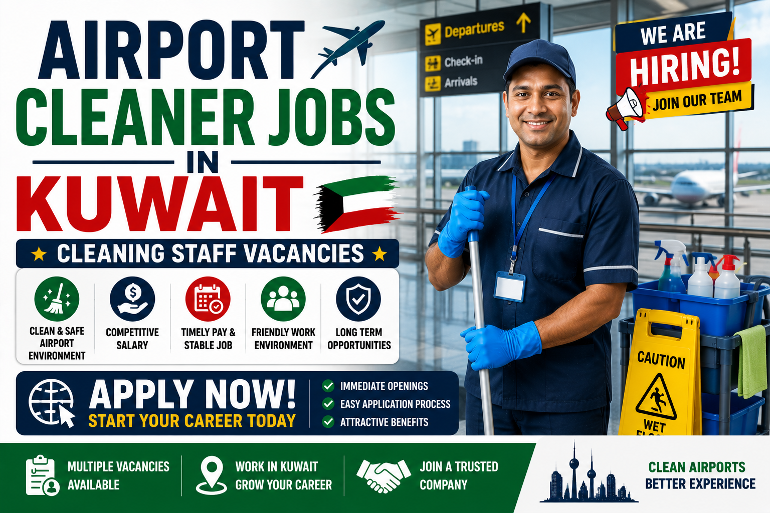 Airport Cleaner Jobs in Kuwait – Cleaning Staff Vacancies – Apply Now