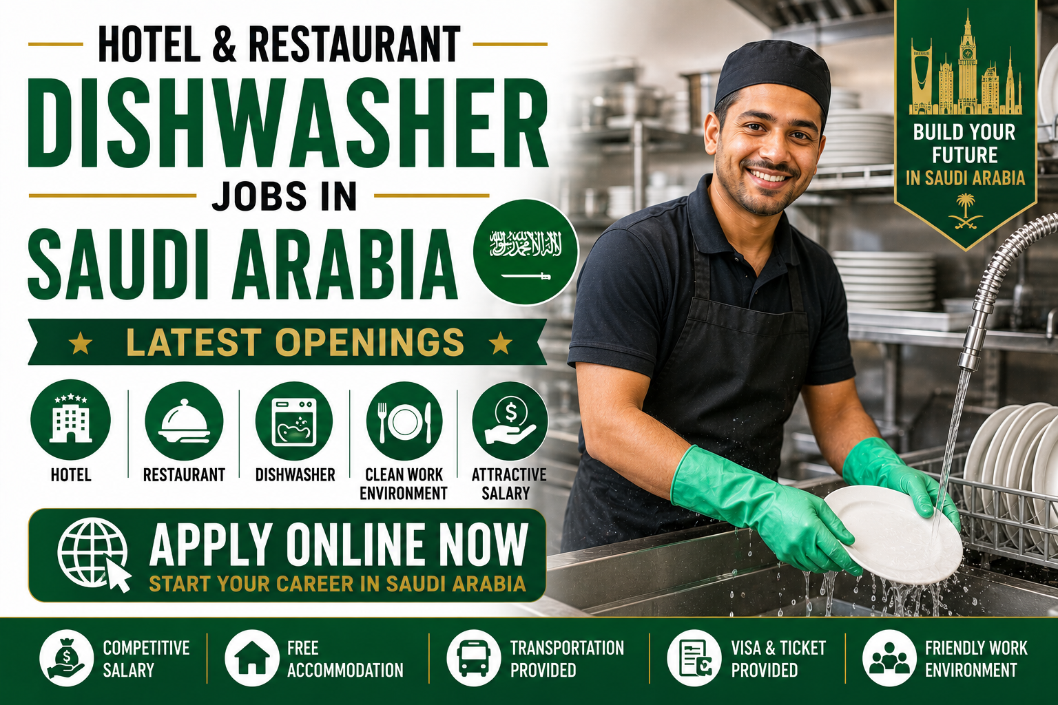 Hotel & Restaurant Dishwasher Jobs in Saudi Arabia – Latest Openings – Apply Online Now