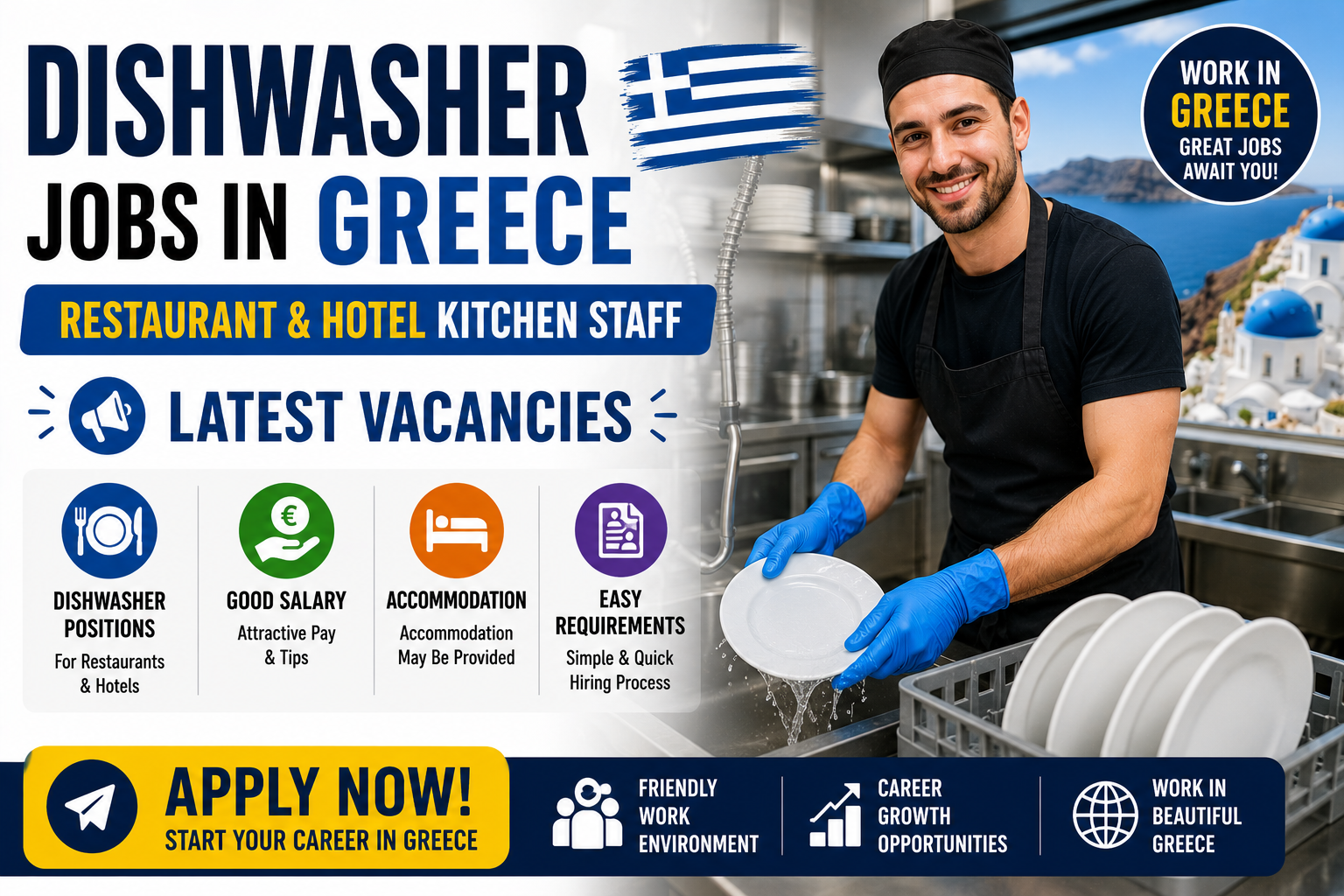 Dishwasher Jobs in Greece – Restaurant & Hotel Kitchen Staff – Latest Vacancies