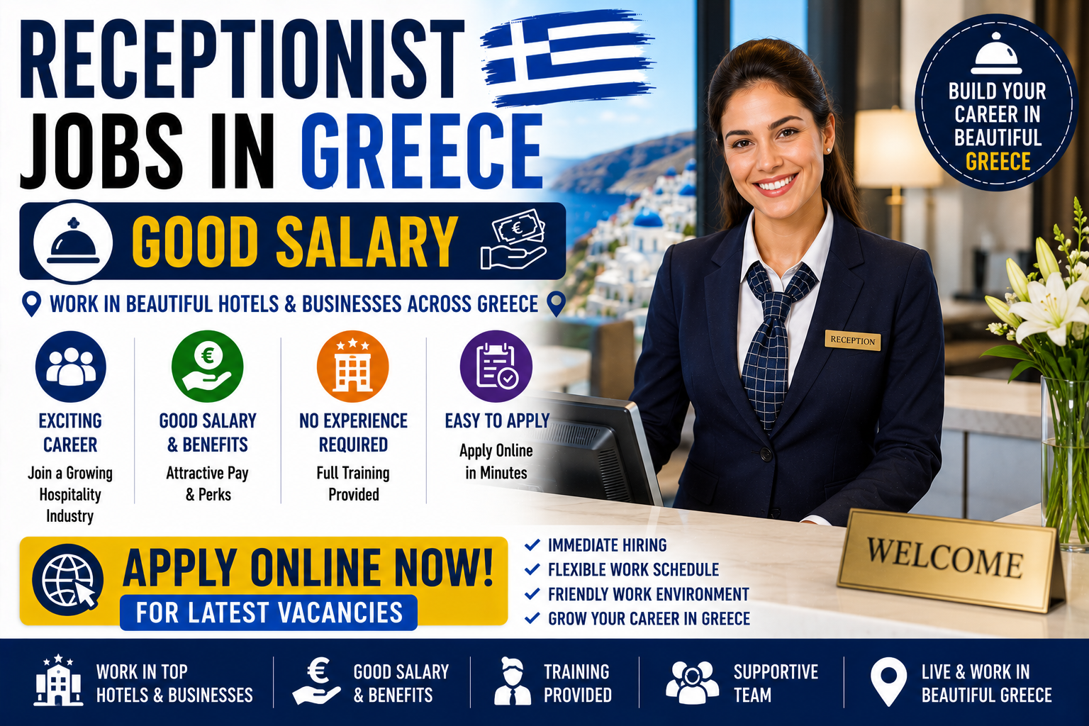 Receptionist Jobs in Greece – Good Salary – Apply Online for Latest Vacancies