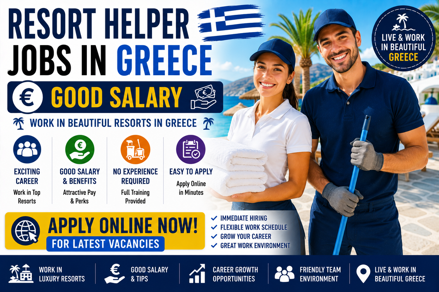Resort Helper Jobs in Greece – Good Salary – Apply Online for Latest Vacancies