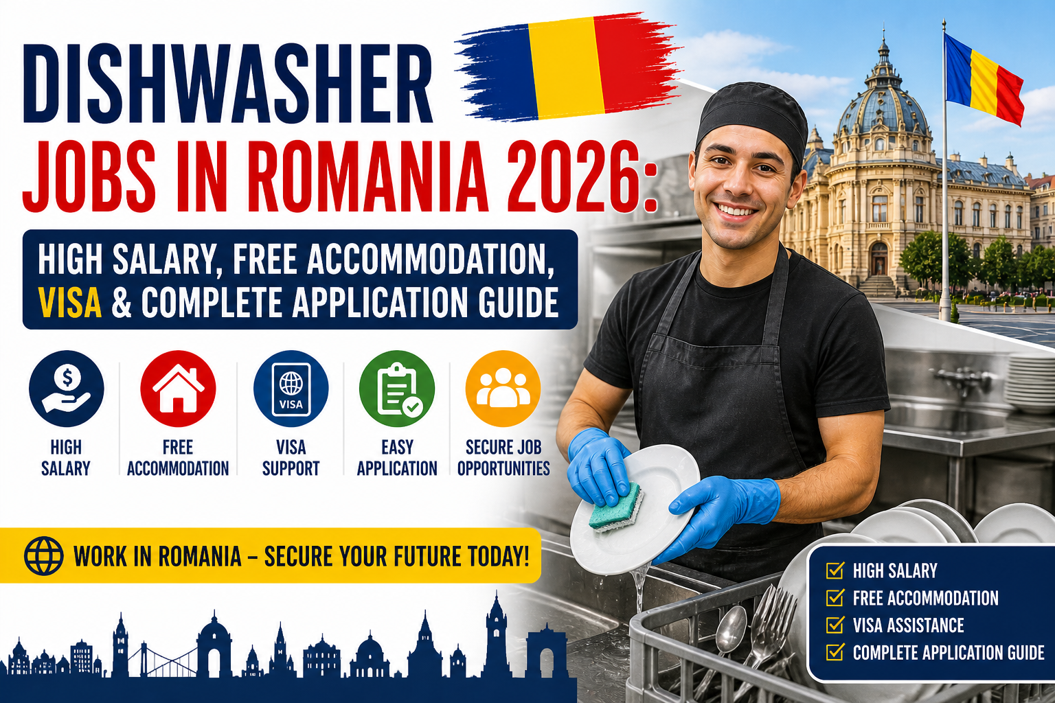 Dishwasher Jobs in Romania 2026: High Salary, Free Accommodation, Visa & Complete Application Guide