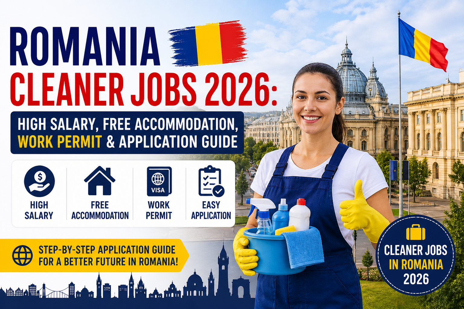 Romania Cleaner Jobs 2026: High Salary, Free Accommodation, Work Permit & Application Guide