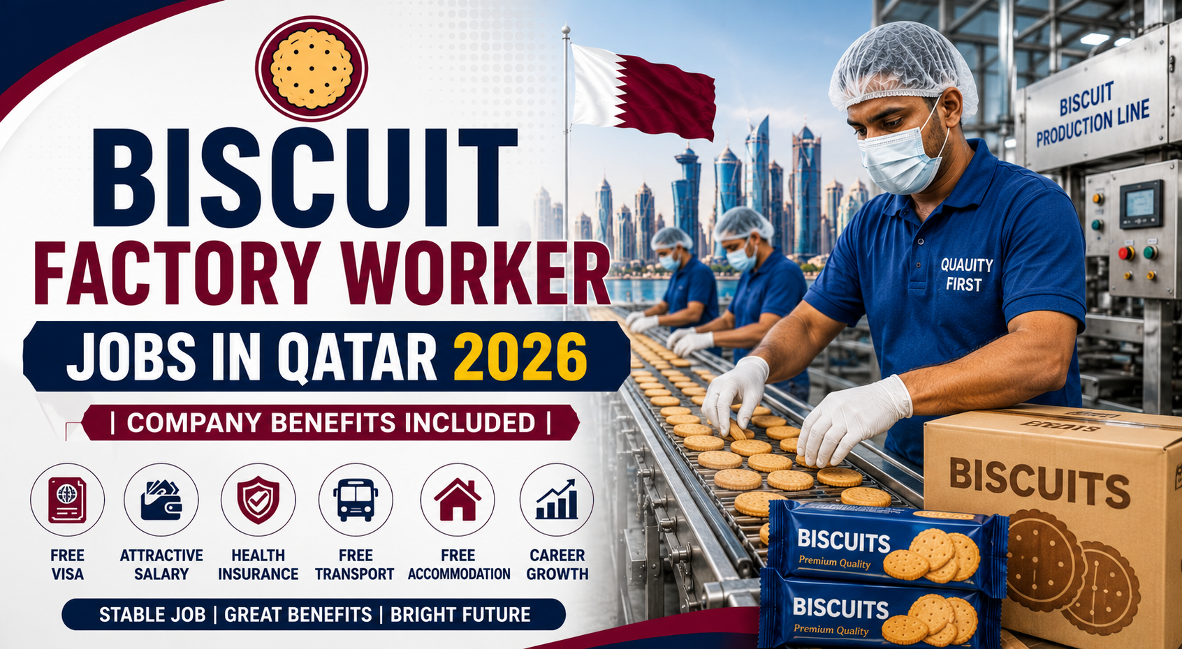 Biscuit Factory Worker Jobs in Qatar 2026 | Company Benefits Included