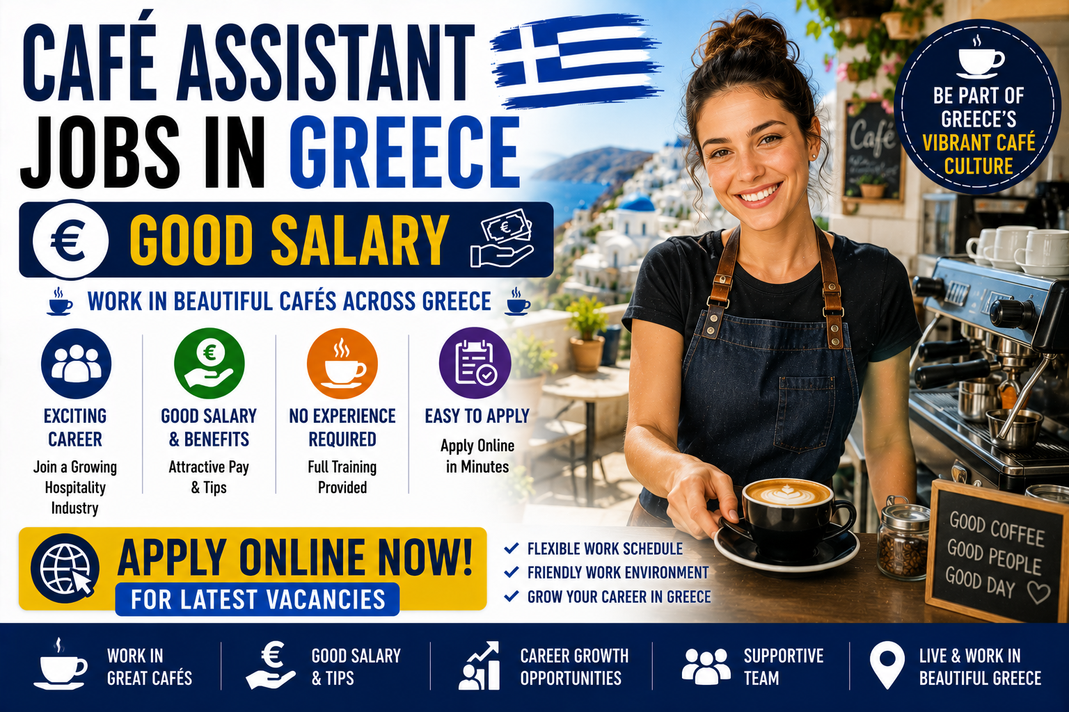 Café Assistant Jobs in Greece – Good Salary – Apply Online for Latest Vacancies