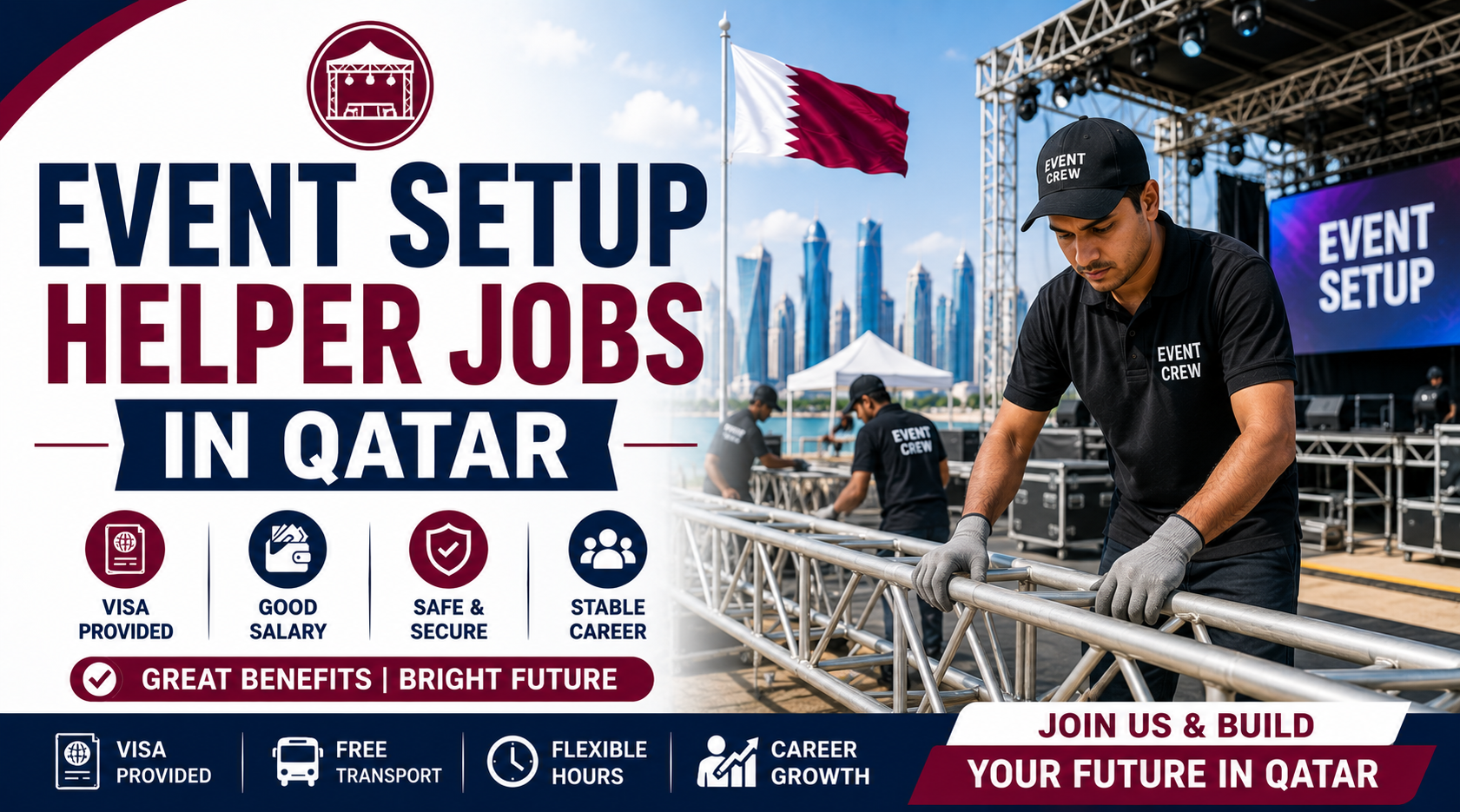Event Setup Helper Jobs in Qatar | Event Staff Opportunities
