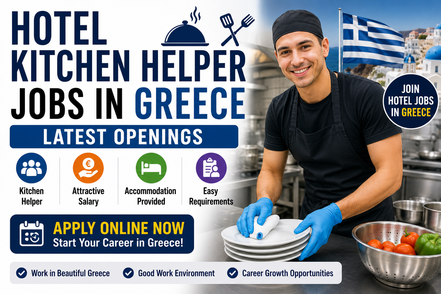 Hotel Kitchen Helper Jobs in Greece – Latest Openings – Apply Online Now