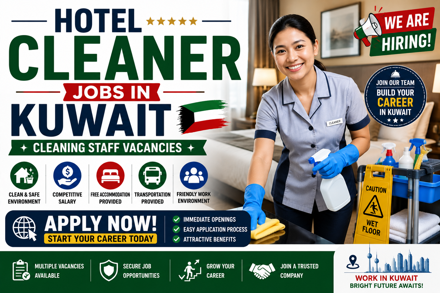 Hotel Cleaner Jobs in Kuwait – Cleaning Staff Vacancies – Apply Now