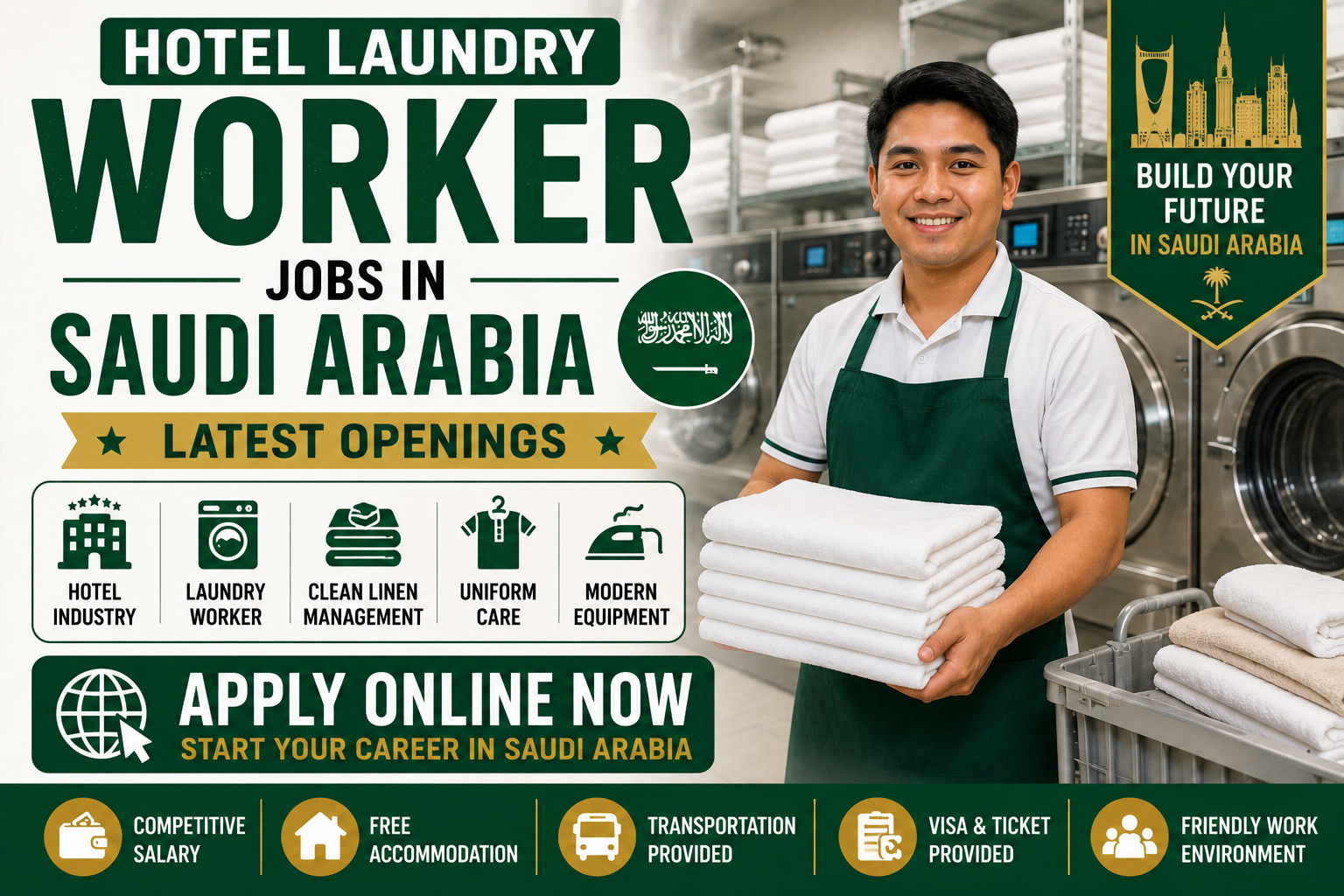 Hotel Laundry Worker Jobs in Saudi Arabia – Latest Openings – Apply Online Now