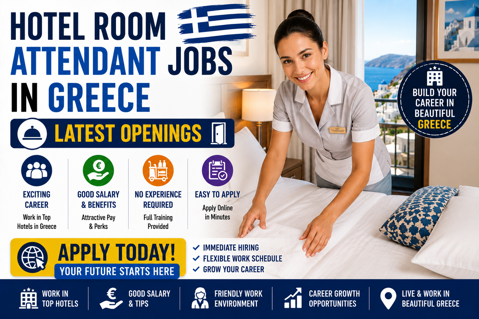 Hotel Room Attendant Jobs in Greece – Latest Openings – Apply Today