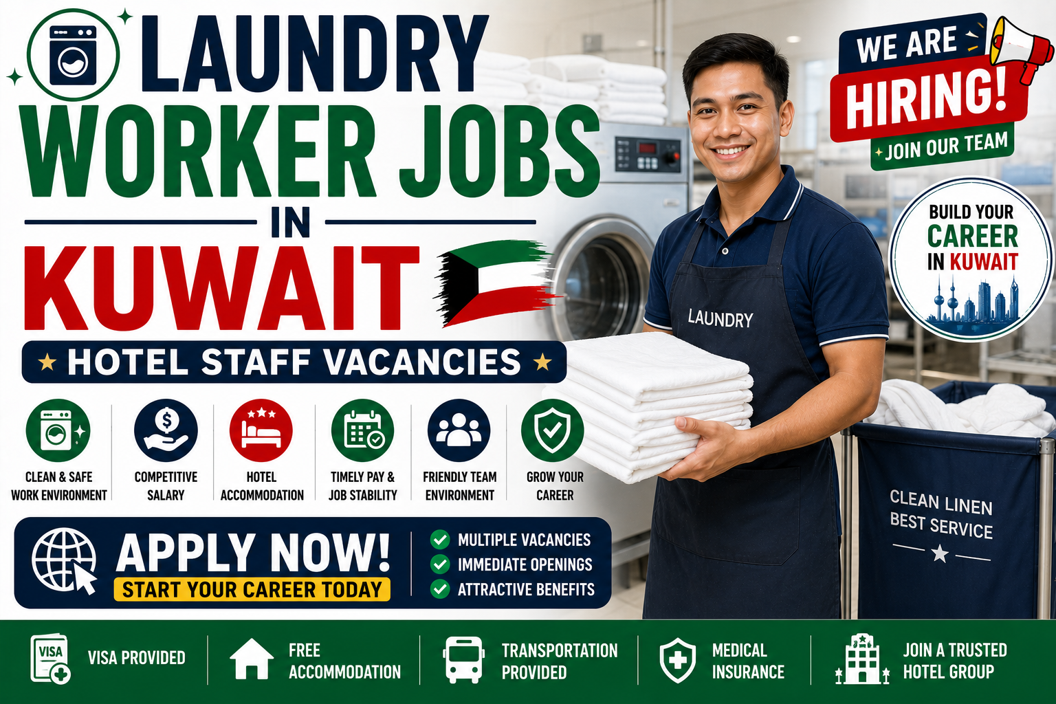 Laundry Worker Jobs in Kuwait – Hotel Staff Vacancies – Apply Now