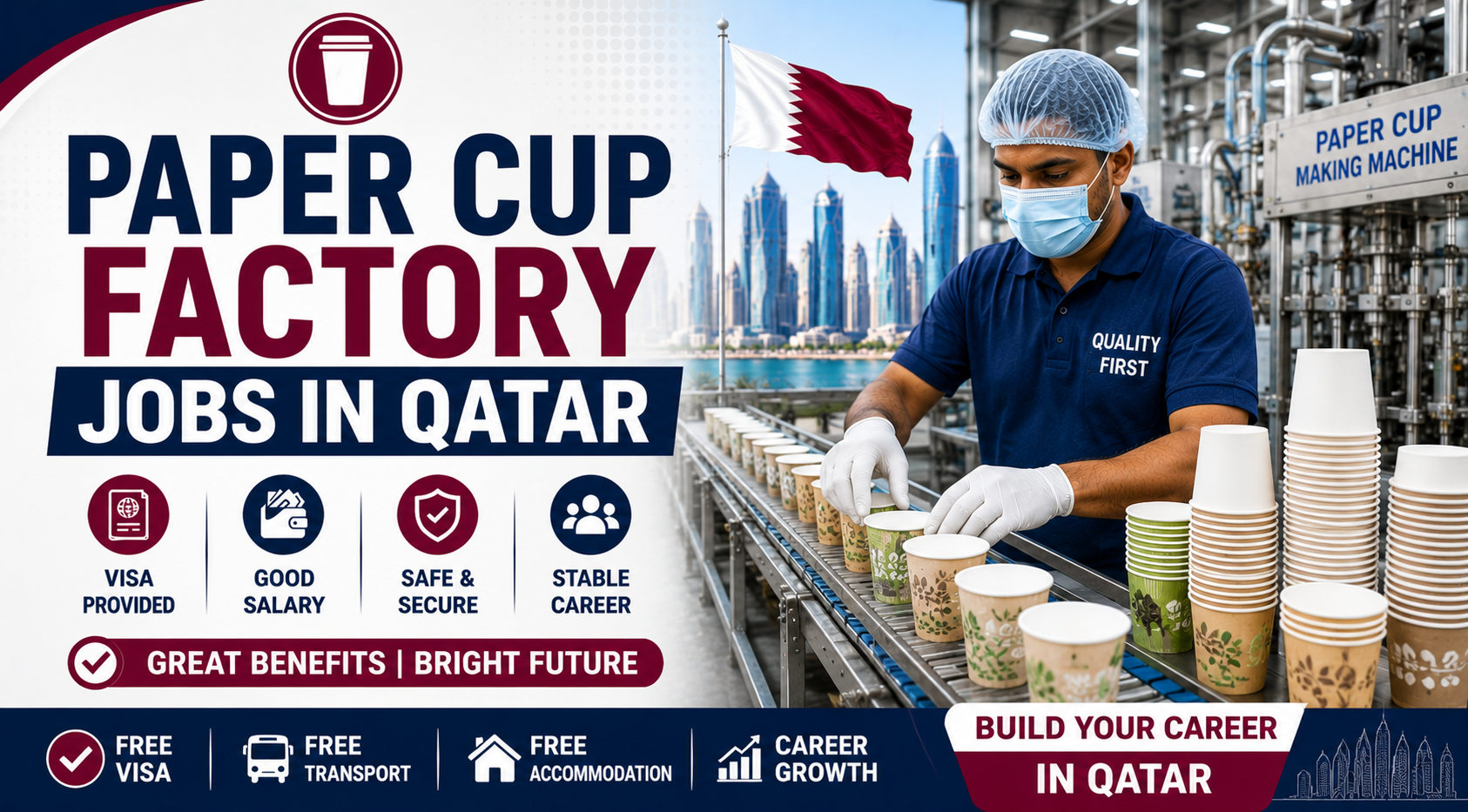 Paper Cup Factory Jobs in Qatar 2026 | Factory Staff Vacancies
