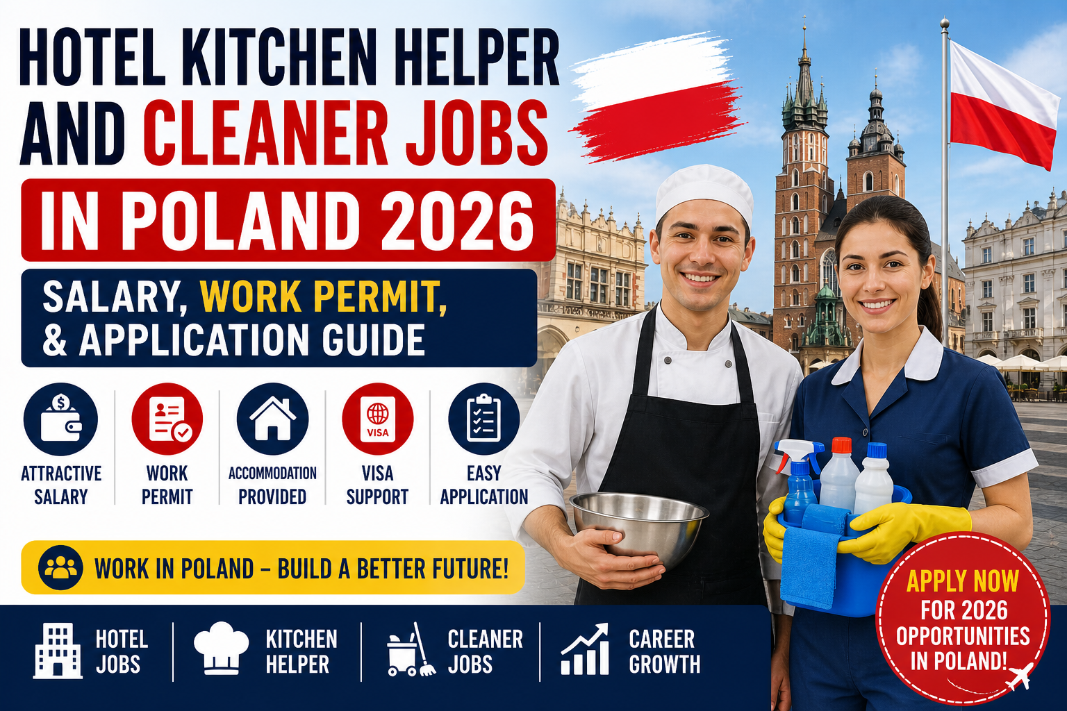 Hotel Kitchen Helper and Cleaner Jobs in Poland 2026: Salary, Work Permit, & Application Guide