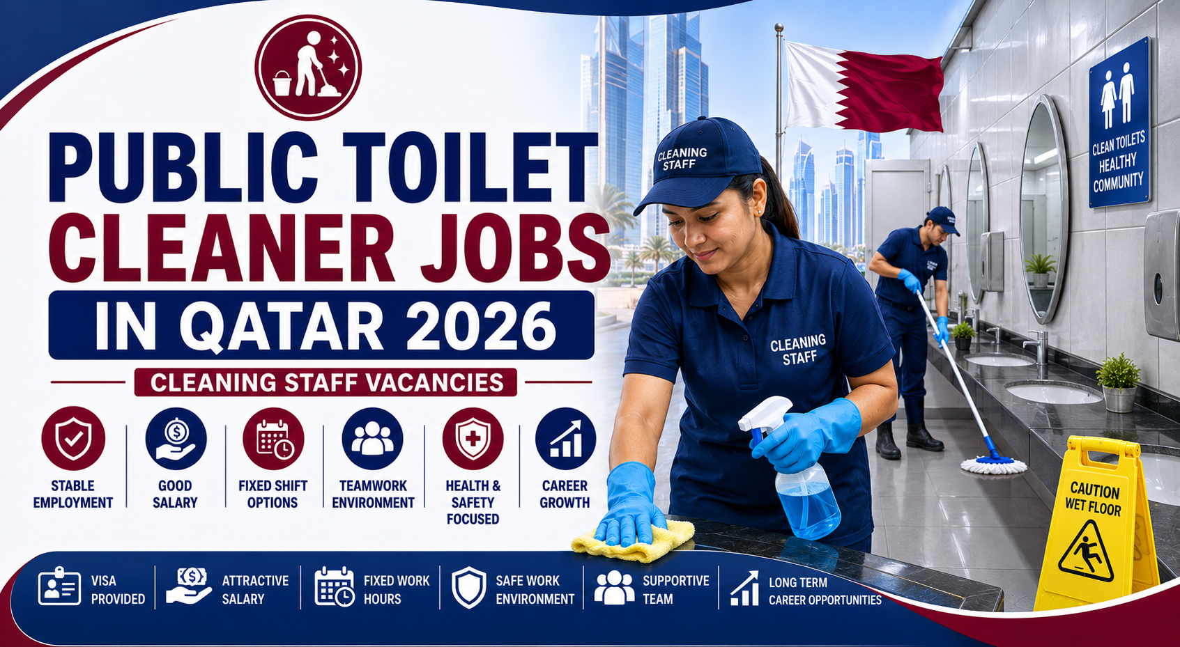 Public Toilet Cleaner Jobs in Qatar 2026 | Cleaning Staff Vacancies