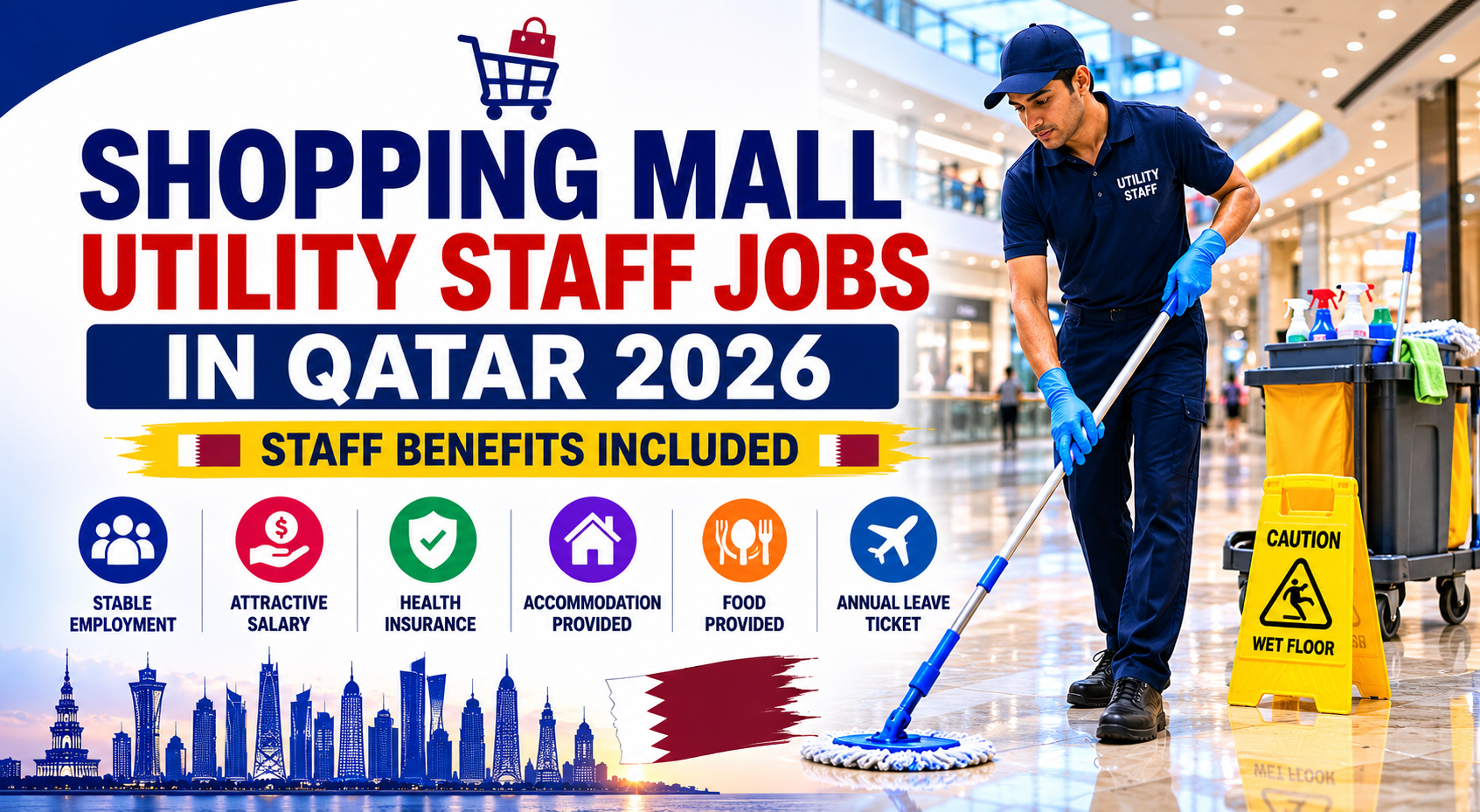 Shopping Mall Utility Staff Jobs in Qatar 2026 | Staff Benefits Included