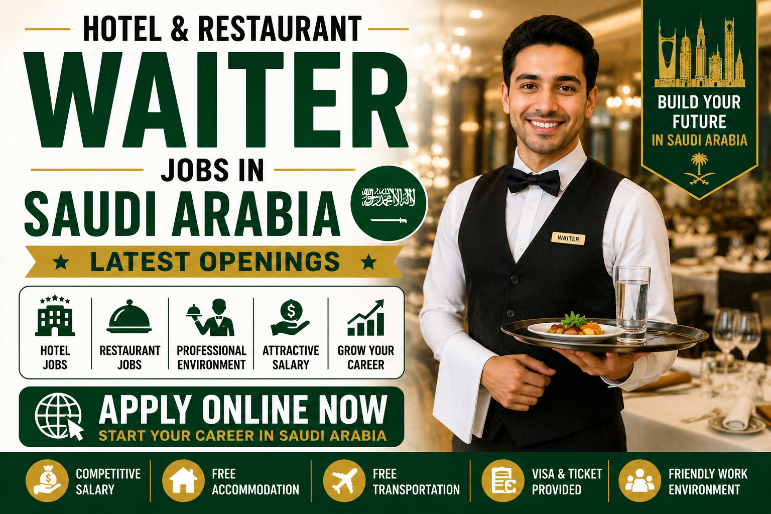 Hotel & Restaurant Waiter Jobs in Saudi Arabia – Latest Openings – Apply Online Now