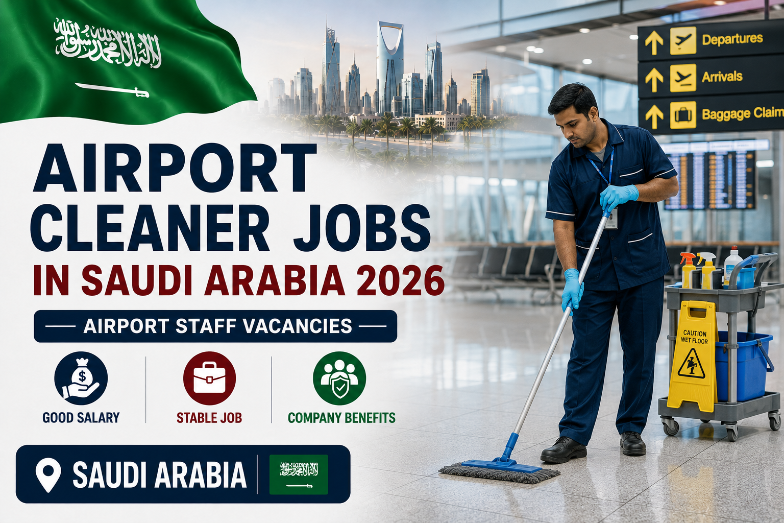 Airport Cleaner Jobs in Saudi Arabia 2026 | Airport Staff Vacancies