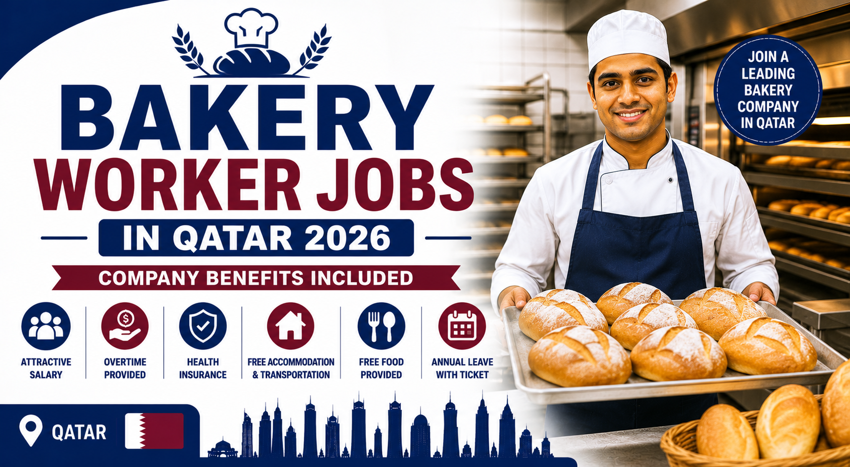 Bakery Worker Jobs in Qatar 2026 | Company Benefits Included