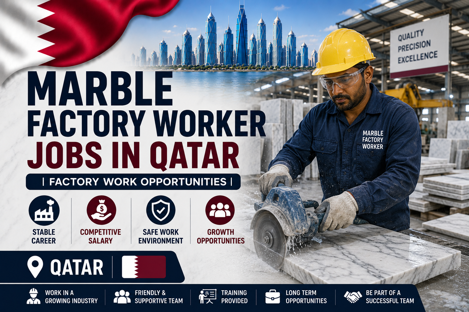 Marble Factory Worker Jobs in Qatar | Factory Work Opportunities
