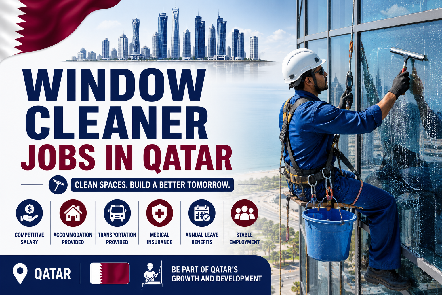 Window Cleaner Jobs in Qatar 2026 | Cleaning Staff Vacancies