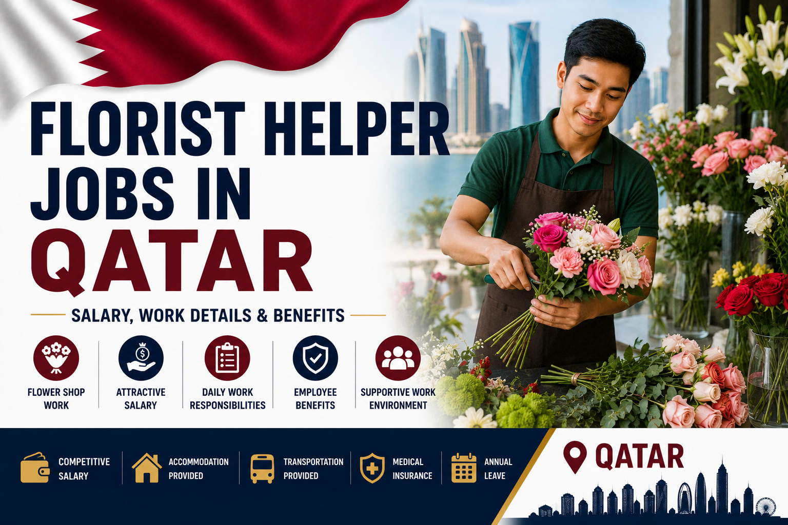 Florist Helper Jobs in Qatar | Salary, Work Details & Benefits