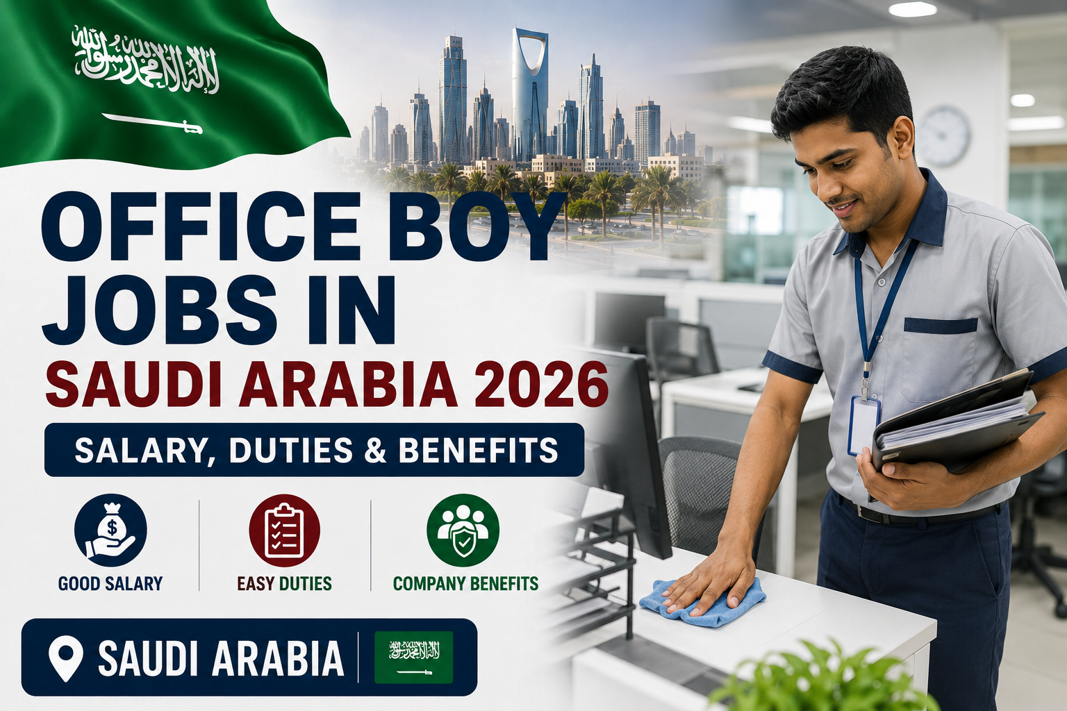Office Boy Jobs in Saudi Arabia 2026 | Salary, Duties & Benefits